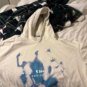 Aelfric Eden Cream Hoodie with Blue Print